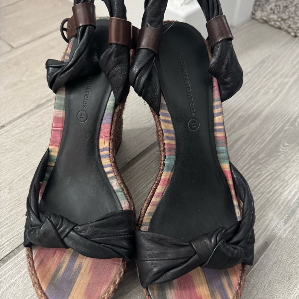 All Saints Black and Brown Espadrille Sandals